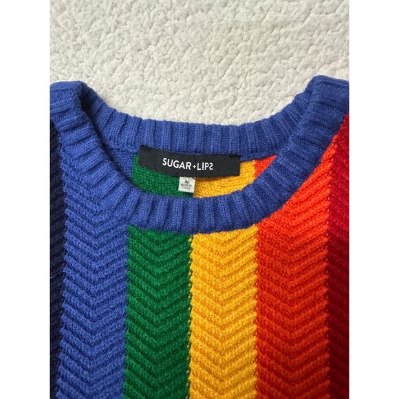 Sugar Lips Womens Reading Rainbows Sweater Medium - Picture 2 of 8